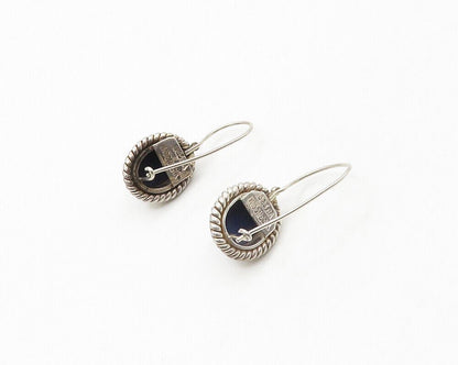 BALI 925 Sterling Silver  Vintage Cabochon Lapis Lazuli Drop Earrings  EG8805