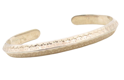 925 Sterling Silver Vintage Bracelet Floral Bands Carved Cuff  BT10788