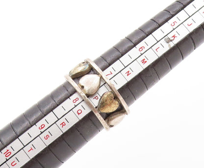 925 Sterling Silver Vintage Ring Antique Cutout Love Heart Band  Sz 8  RG32959
