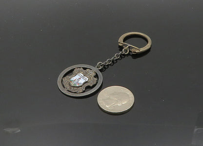 925 Sterling Silver  Vintage Enamel Saint Moritz Switzerland Key Chain  TR2763