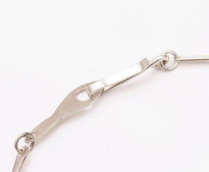 925 Sterling Silver Vintage Necklace Solid Trible Chips Link & Dangles  NE4274