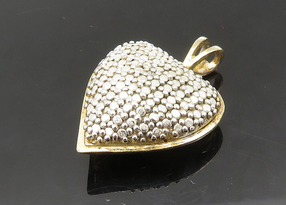 925 Sterling Silver  Vintage Petite Topaz Accented Love Heart Pendant  PT16421