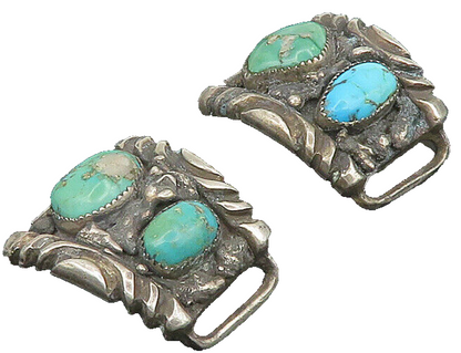 ZUNI NAVAJO 925 Silver  Vintage Heavy Brutalist Turquoise Watch Straps  TR3291