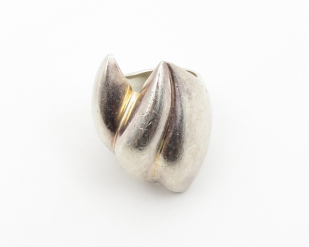 MEXICO 925 Sterling Silver  Vintage Shiny Sculpted Band Ring Sz 7  RG14746