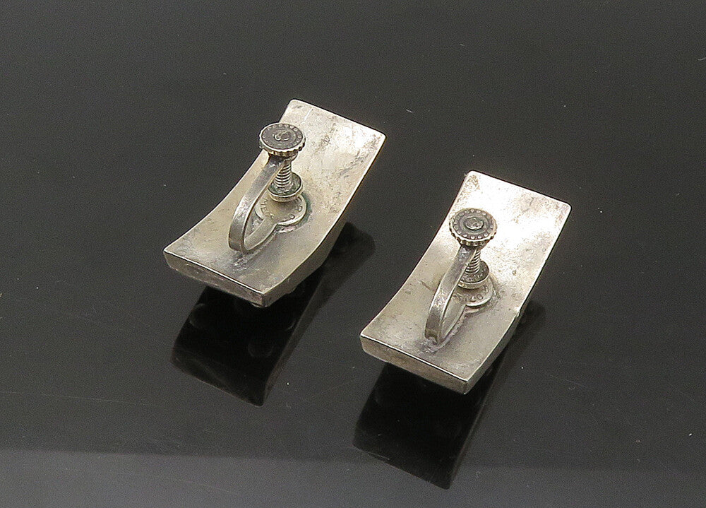 MEXICO 925 Sterling Silver  Vintage Floral Motif Non Pierce Earrings  EG11007