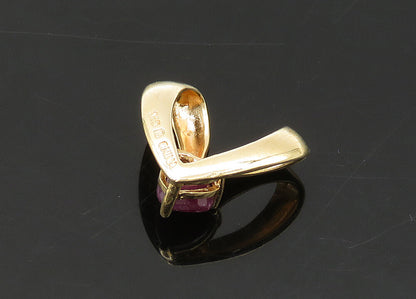925 Sterling Silver  Vintage Prong Set Ruby Gold Plated Heart Pendant  PT17924