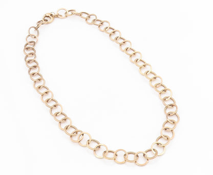 925 Sterling Silver Vintage Necklace Gold Plated Interlinked Cutout Rings NE4432