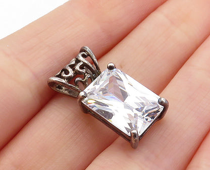 ROSS SIMON 925 Silver  Vintage Prong Set Cubic Zirconia Swirl Pendant  PT4018