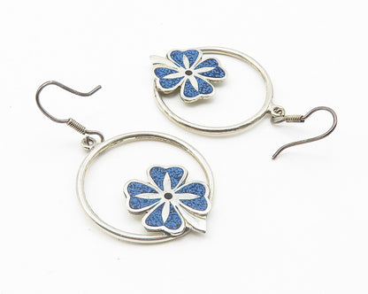 CASTELANA 925 Sterling Silver Vintage Turquoise Onyx Clover Earrings EG5861