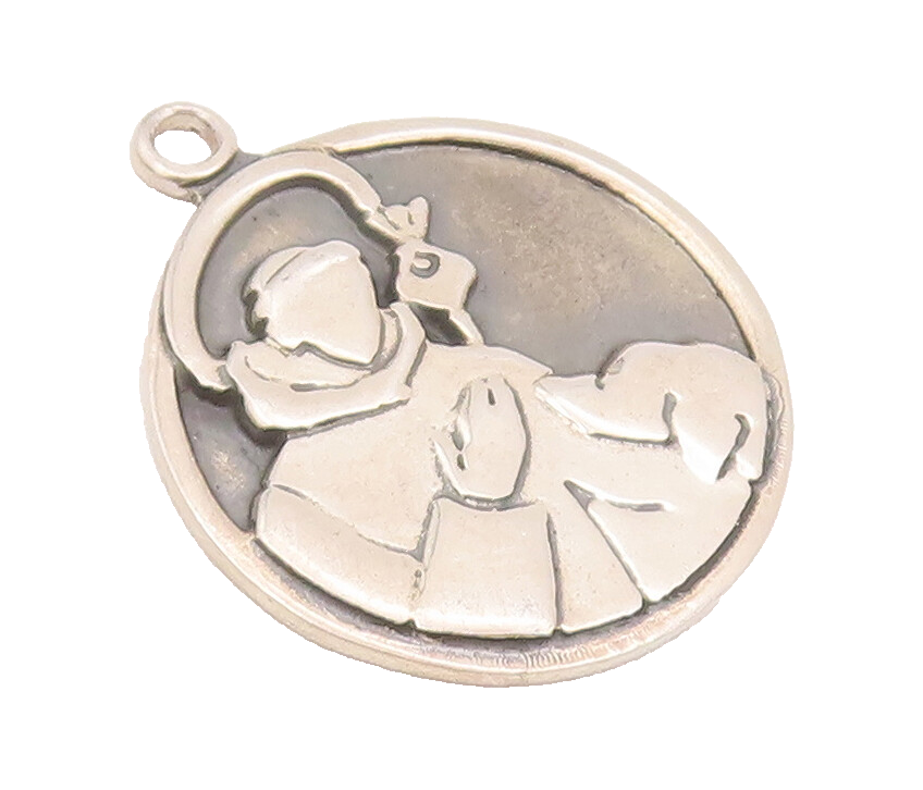 925 Sterling Silver Vintage Pendant St. Antony Coin Saint Of Lost Things PT22826
