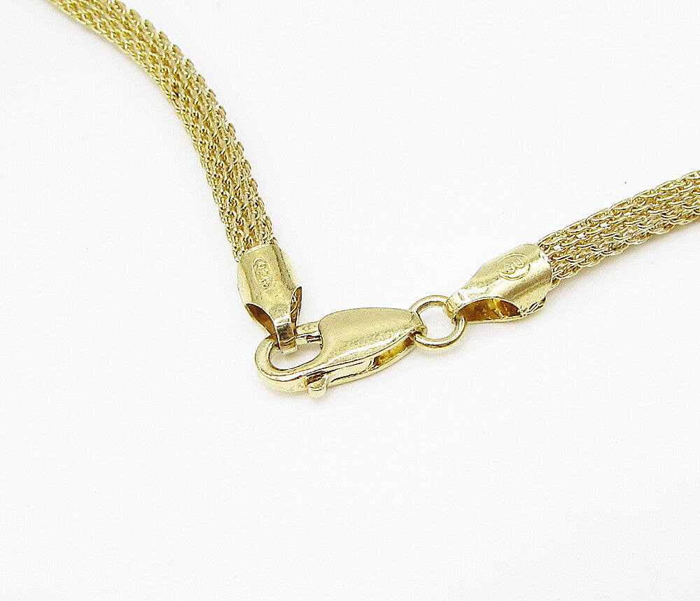 Gold Over 925 Sterling Silver Cylindrical Laced Chain Mail Necklace PT2177