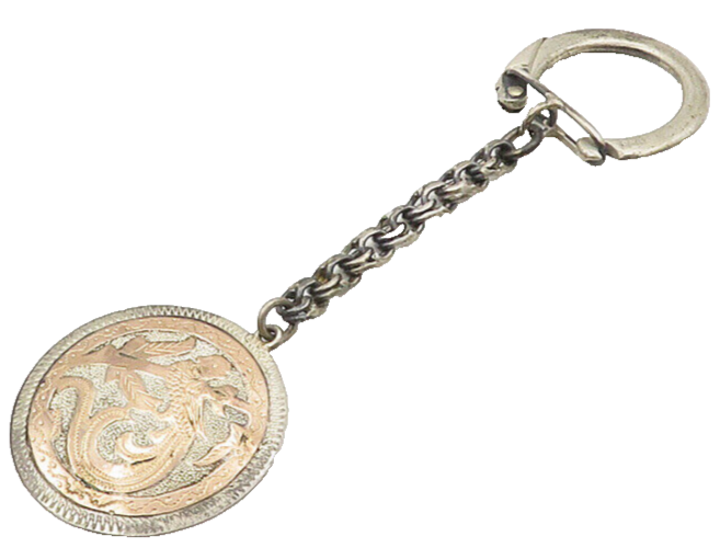 GUATEMALA 925 Silver & 18K GOLD  Vintage Two Tone Bird Motif Key Chain  TR2647