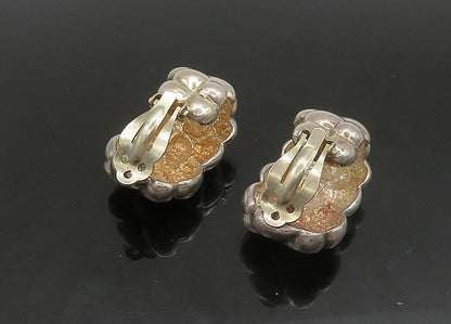 PB 925 Sterling Silver  Vintage Modernist Heavy Non Pierce Earrings  EG11426