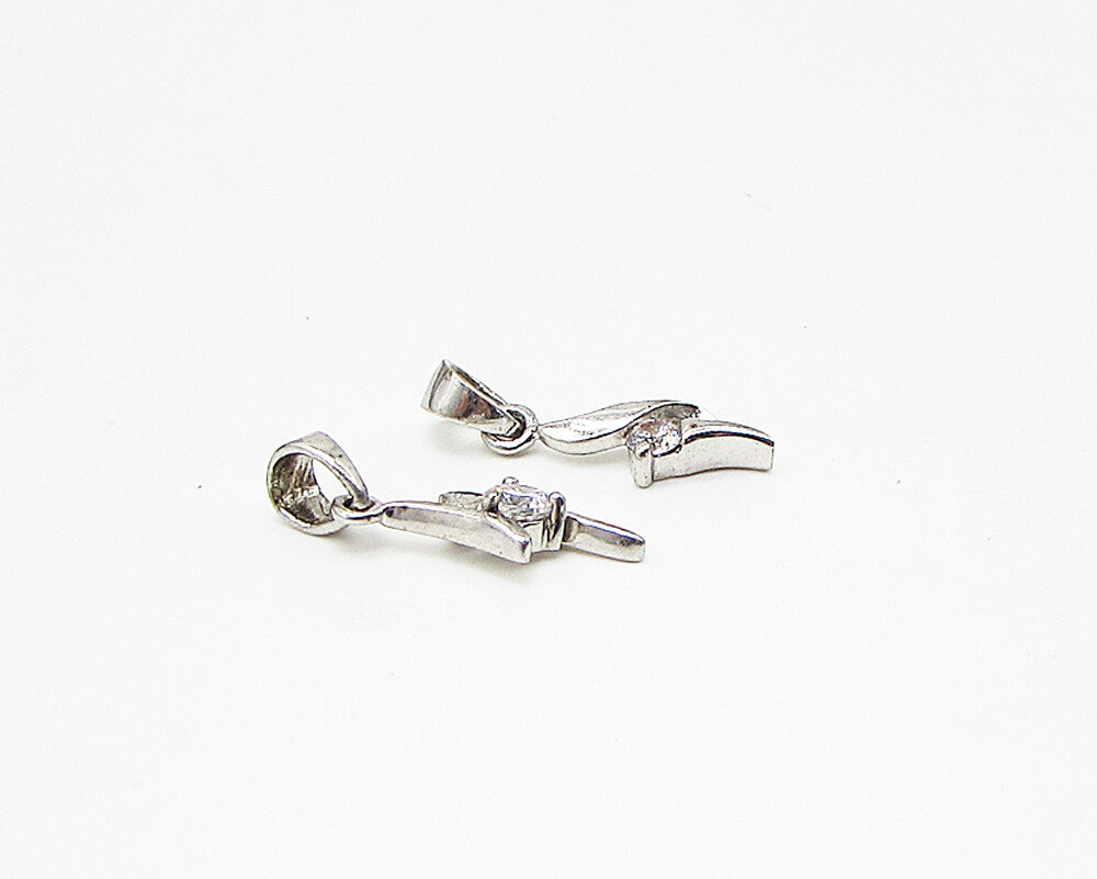 925 Sterling Silver  Lot of 2 White Cubic Zirconia Drop Pendant  PT1941