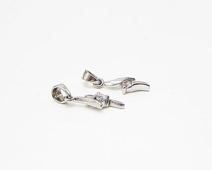925 Sterling Silver  Lot of 2 White Cubic Zirconia Drop Pendant  PT1941