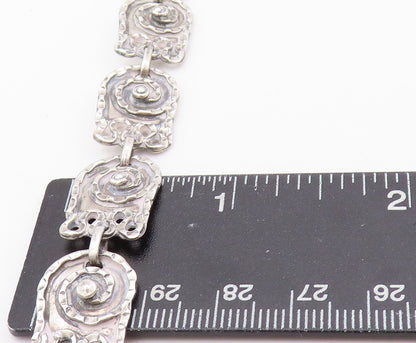 925 Sterling Silver Vintage Necklace MEXICO Real Multi Gemstones Royal  NE4487
