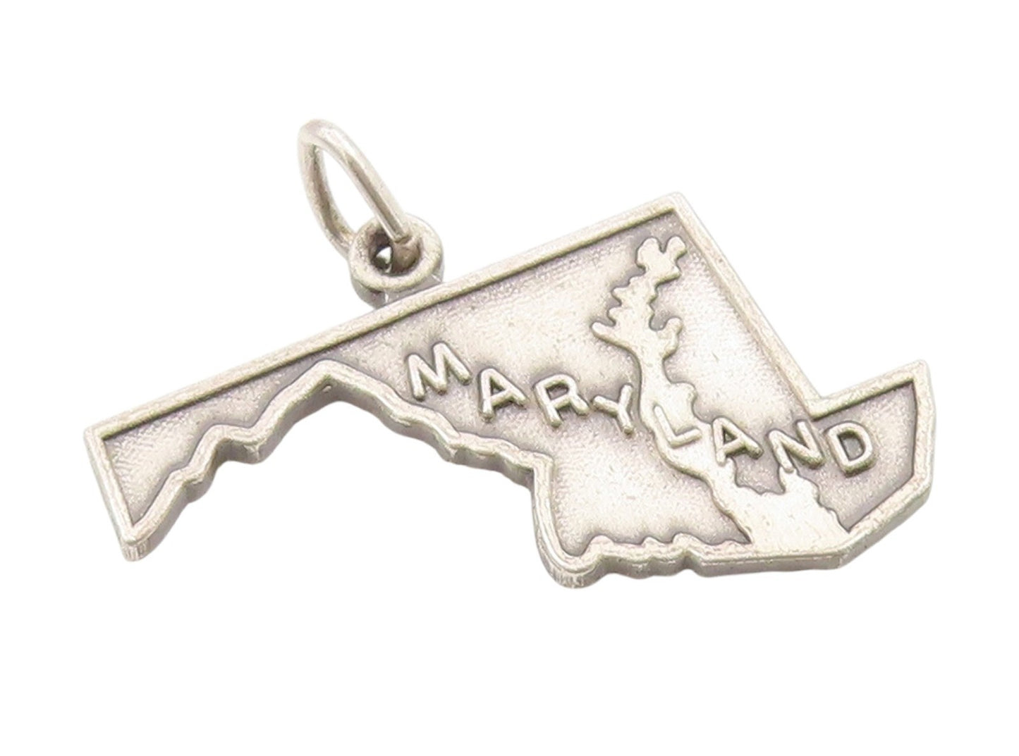 925 Sterling Silver Vintage Pendant Classic Maryland State Map Charm  PT25457