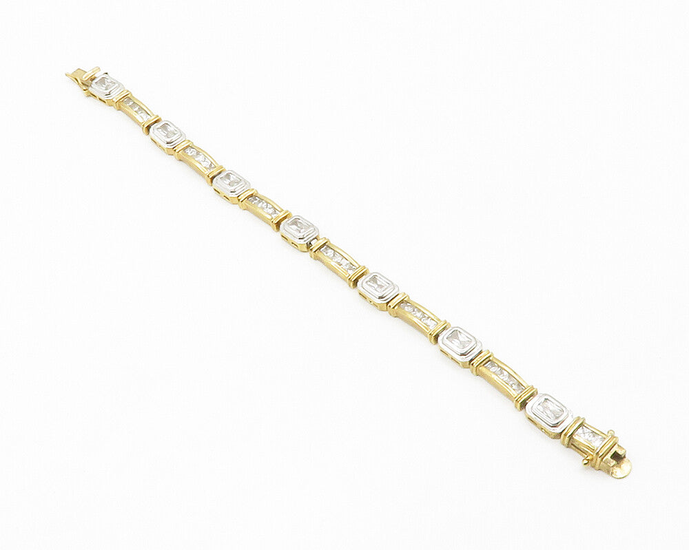 ROSS SIMON 925 Silver  Cubic Zirconia Shiny Gold Plated Chain Bracelet  BT5704