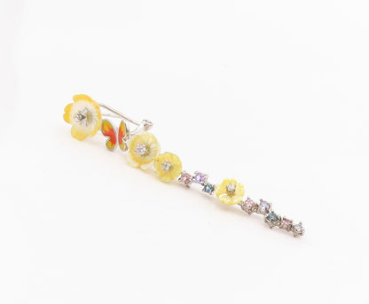 925 Sterling Silver Vintage Earrings Multi Gemstone Floral Butterfly  EG13852