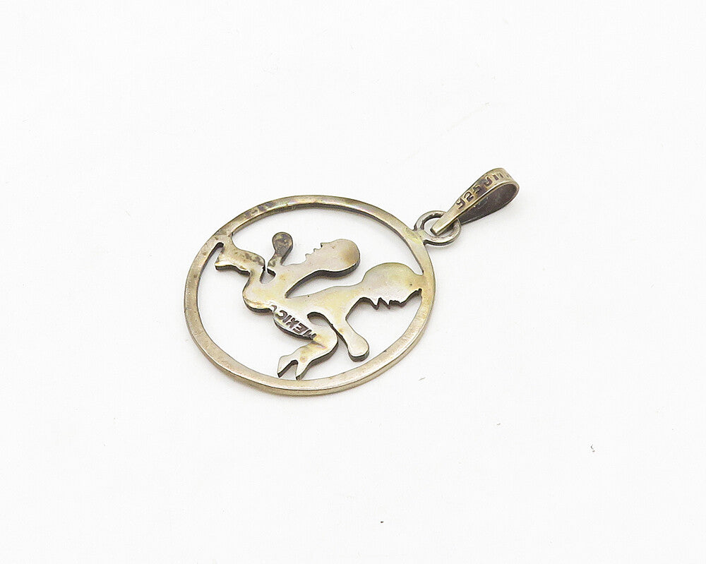 MEXICO 925 Sterling Silver  Vintage Gemini Round Zodiac Pendant  PT14380