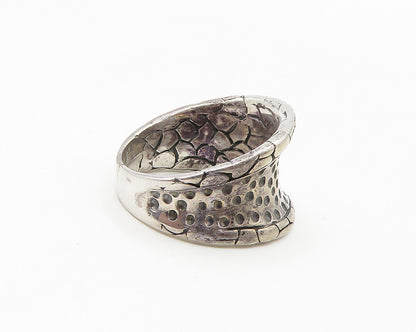925 Sterling Silver  Vintage Dotted Pattern Concave Band Ring Sz 6.5  RG18280