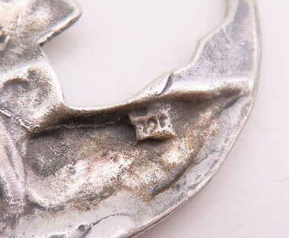 925 Sterling Silver Vintage Brooch Pin Art Nouveau Style Lady Portrait  BP12325