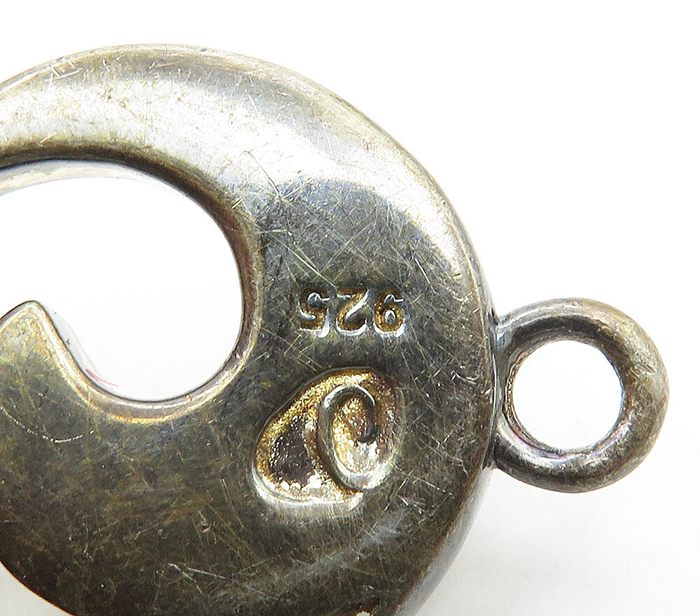 925 Sterling Silver  Vintage Dark Tone Open Round Swirl Pendant  PT12305