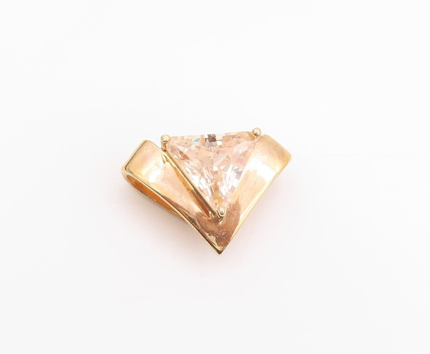 925 Sterling Silver Vintage Pendant Gold Plated Champagne CZ Charm  PT24953