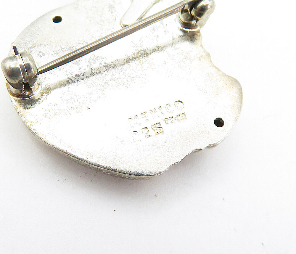 MEXICO 925 Sterling Silver  Vintage Shiny Bitten Apple Brooch Pin  BP1825