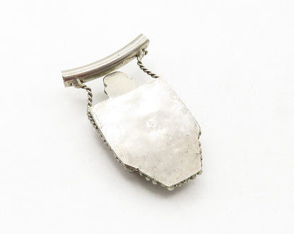 925 Sterling Silver  Vintage Agate & Black Onyx Twist Slide Pendant  PT9983