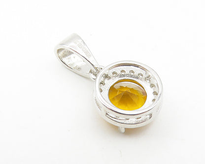 925 Sterling Silver  Round Cut Citrine & Topaz Petite Drop Pendant  PT8716