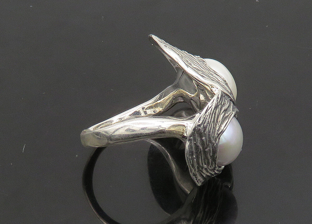 HAGIT GORALI ISRAEL 925 Silver  Vintage Shiny Pearls Band Ring Sz 7.5  RG23523