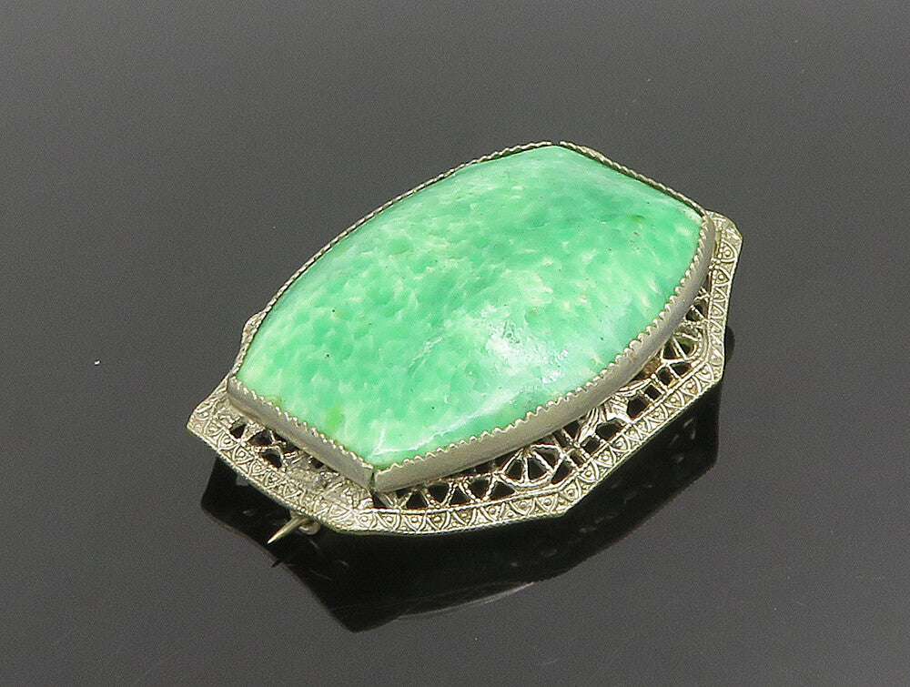 925 Sterling Silver  Vintage Victorian Unique Gemstone Brooch Pin  BP9541