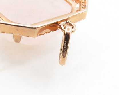 925 Silver  Rose Quartz & Cubic Zirconia Rose Gold Plated Pendant  PT15256
