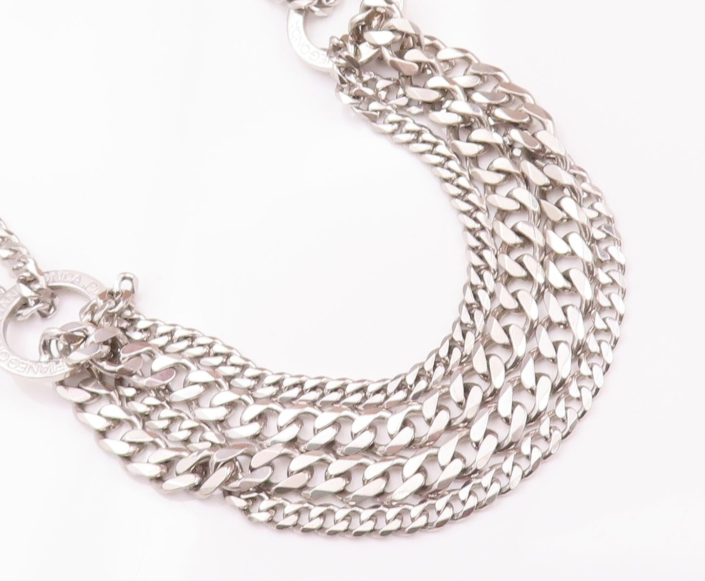 925 Sterling Silver Vintage Necklace PIANEGONDA Curb Chains Ring Links  NE4257