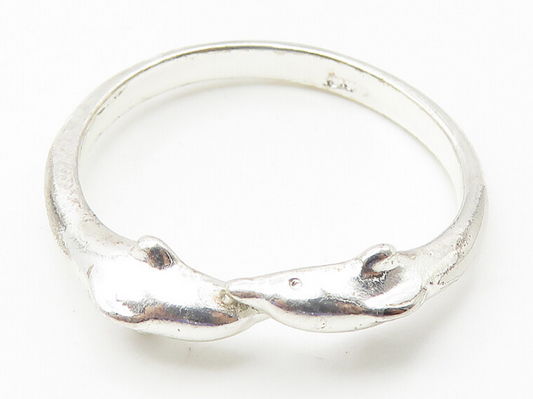 925 Sterling Silver  Shiny Petite Dolphins Bypass Band Ring Sz 7  RG10605
