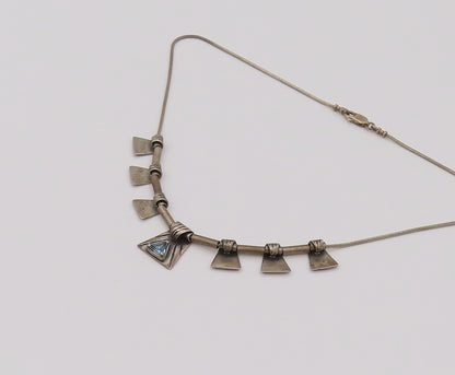 925 Sterling Silver  Vintage Designer Dented Movable Charm Necklace  NE4126