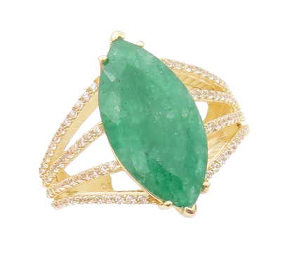 925 Sterling Silver Vintage Ring Gold Plated Designer Gemstone CZ Sz 6.5 RG30391