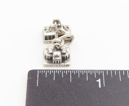 925 Sterling Silver Vintage Pendant Mount Vernon & Jefferson Memorial  PT26622