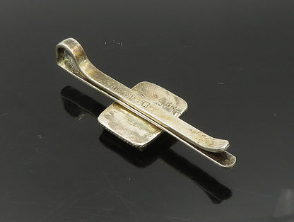 CHINESE 925 Silver  Vintage Square Black Onyx Symbol Money Clip   TR3310