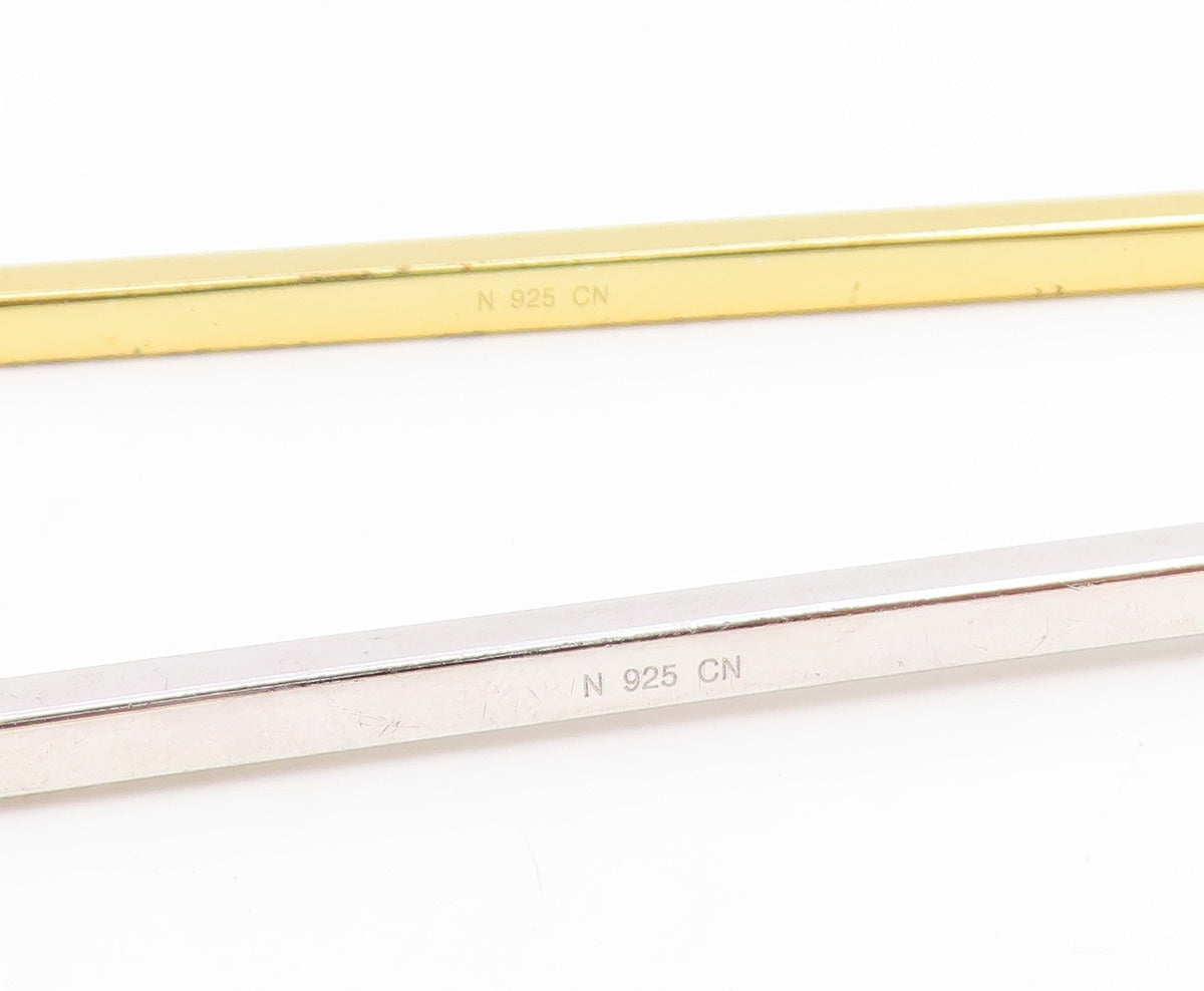 925 Sterling Silver Vintage Bracelet Two Tone Classic Sleek Bar Bangle  BT11916