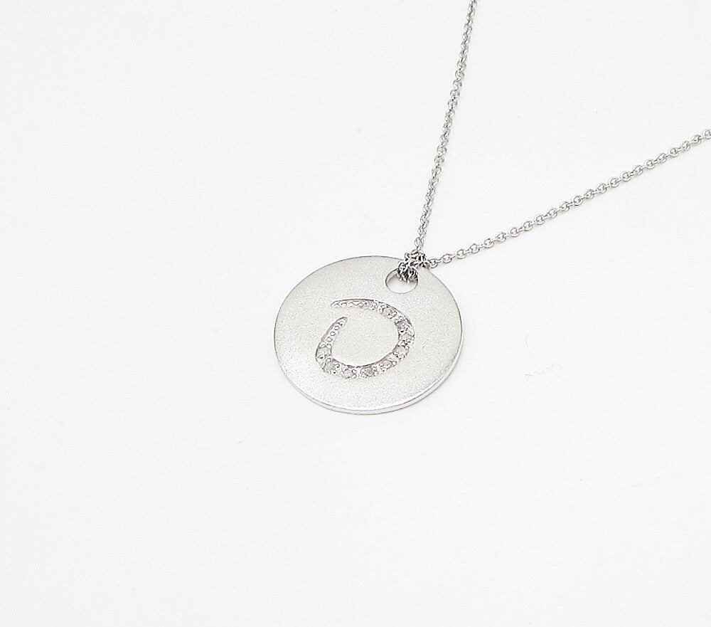925 Sterling Silver  .10ctw Genuine Diamonds D Initial Pendant & Chain  PT2459