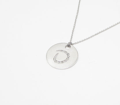 925 Sterling Silver  .10ctw Genuine Diamonds D Initial Pendant & Chain  PT2459