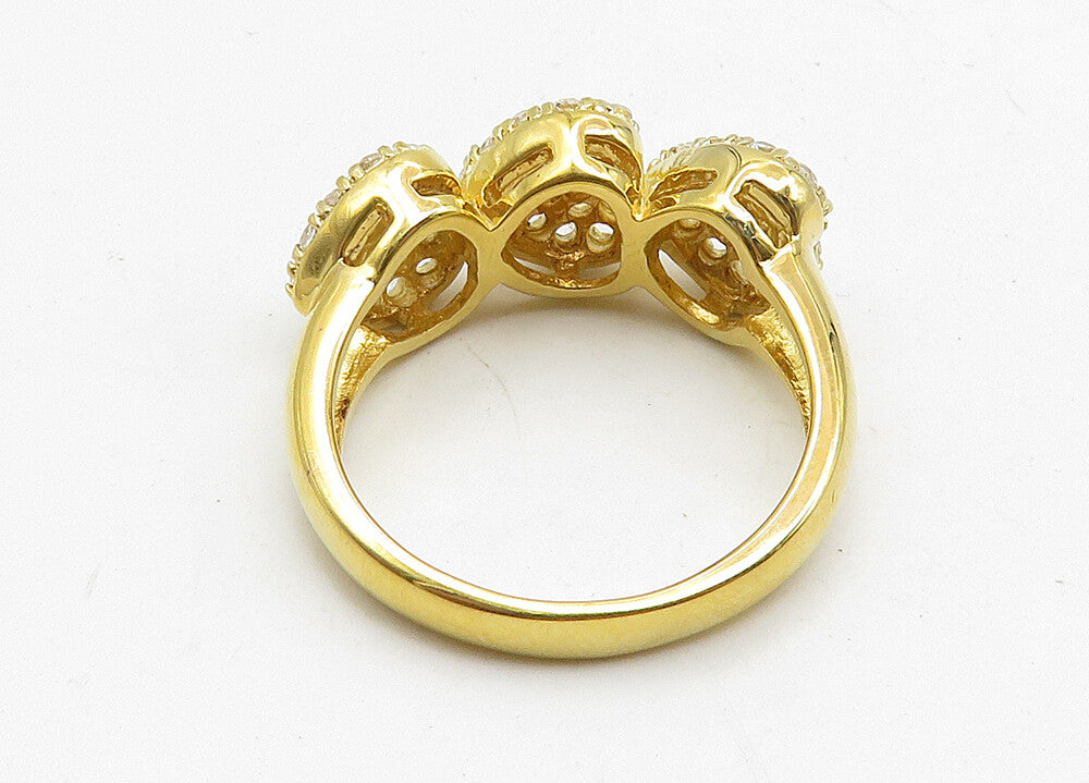 925 Sterling Silver  Topaz Gold Plated Love Hearts Band Ring Sz 7  RG10455