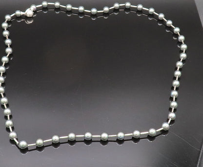 925 Sterling Silver Vintage CZ Scattered Bead Ball Adjustable Necklace  NE3990