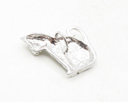 925 Sterling Silver  Vintage Shiny Petite Sitting Cat Motif Pendant  PT7795