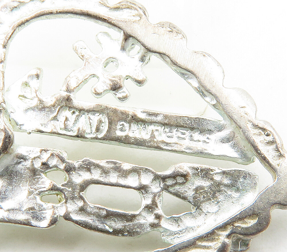 925 Sterling Silver  Vintage Number One Mom Love Heart Pendant  PT12258