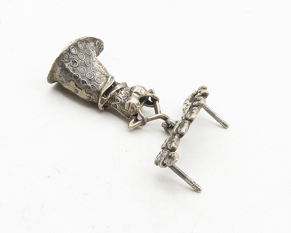 925 Sterling Silver  Vintage Dress On Hanger Floral Vine Sweater Clip  TR1651