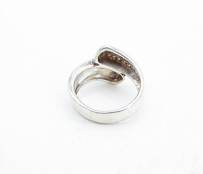 SHUBE 925 Sterling Silver  Vintage Shiny Topaz Bypass Band Ring Sz 7  RG4608