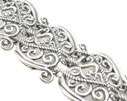 CAROLYN POLLACK RELIOS 925 Silver  Vintage Open Swirl Chain Bracelet  BT4193